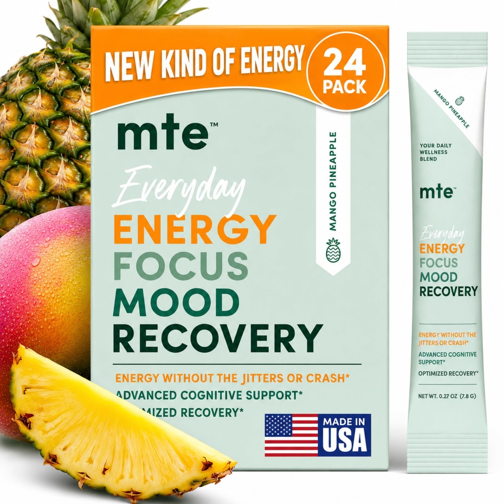MTE Sağlıklı Enerji Toz Paketleri | Caffeine Free & Sugar Free Energy | Boosted Focus ve Verimlilik | 24 İçgörüleri | Paraxanthine Nootropic Supplement