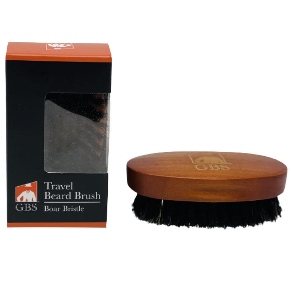 G.B.S Men's 100% Boar Bristle Wooden Handle Beard Brush