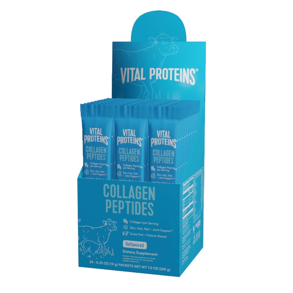 Vital Proteins Collagen, Toz Supplement, Hydrolyzed Collagen, Travel Pack, 20 Bireysel Paket