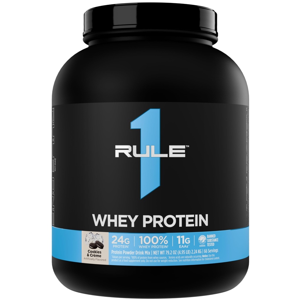 Kural 1 Whey proteini - All-Whey Kaynaklarından 24g Hızlı Örnekleme Proteinleri Doğal Occurring EAAs & BCAAs for Workout Recovery or Anytime Use (5 Pounds*, Cookies & Crème)