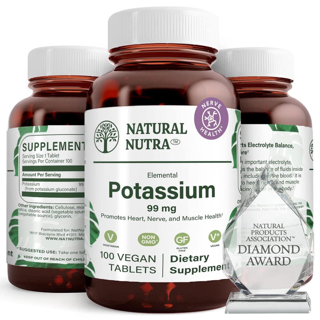 Doğal Nutra Elemental P Properties Gluconate 99 mg Diyeter Supplement - Enerjiyi Destekleyin, Kalp Sağlığını Destekleyin, Mineral Yönetmeliği, Kas Fonksiyonları - 100 Vegan Tablet