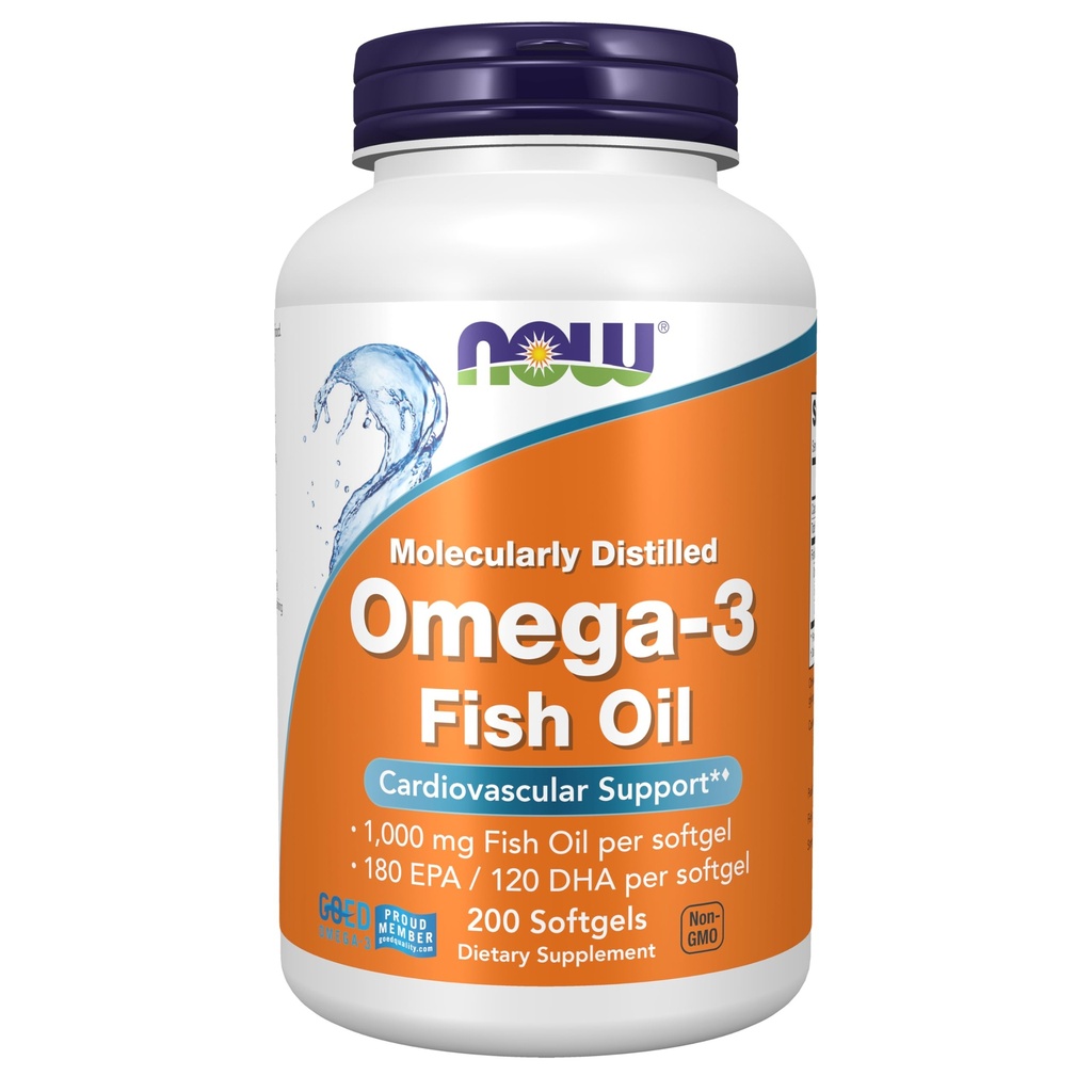 Şimdi Gıdalar Tamamlıyor, Omega-3 180 EPA / 120 DHA, Moleküler Olarak Depres, Cardiovascular Destek*, 200 Softgels