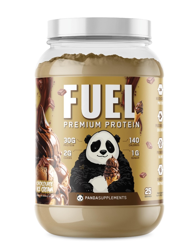 Yeraltı Biyo Laboratuvarları Panda Yakıt Premium Protein Whey,Hydrolyzed Collagen,Casein,Probiyotikler, Enzymes, Keto Friendly,Time Release, 25 Hizmetler (2.5 Pound, Buz Cream)