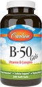 Carlson - B-50 Gels, Vitamin B Kompleksi, Enerji Üretimi, Hücre Destek & Optimal Wellness, 200 Softgels