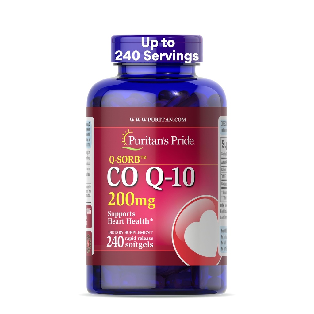 Puritan'ın Gurur Coenzyme CoQ10 200 mg, Kalp Sağlığı, Kan basıncı, Oral Gum Health ve Sağlıklı Ağlama Desteği, 240 Hizmet, Hızlı Yayın Softgels