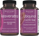 Rezerv Güzellik, Resveratrol 250 mg, Kalp ve Hücre Sağlığı için Antioksi Supplement 30 Caps & Ubiquinol CoQ10 Stat - Cardiovascular System, Enerji Seviyeleri ve Hücre Sağlığı Desteği - 30