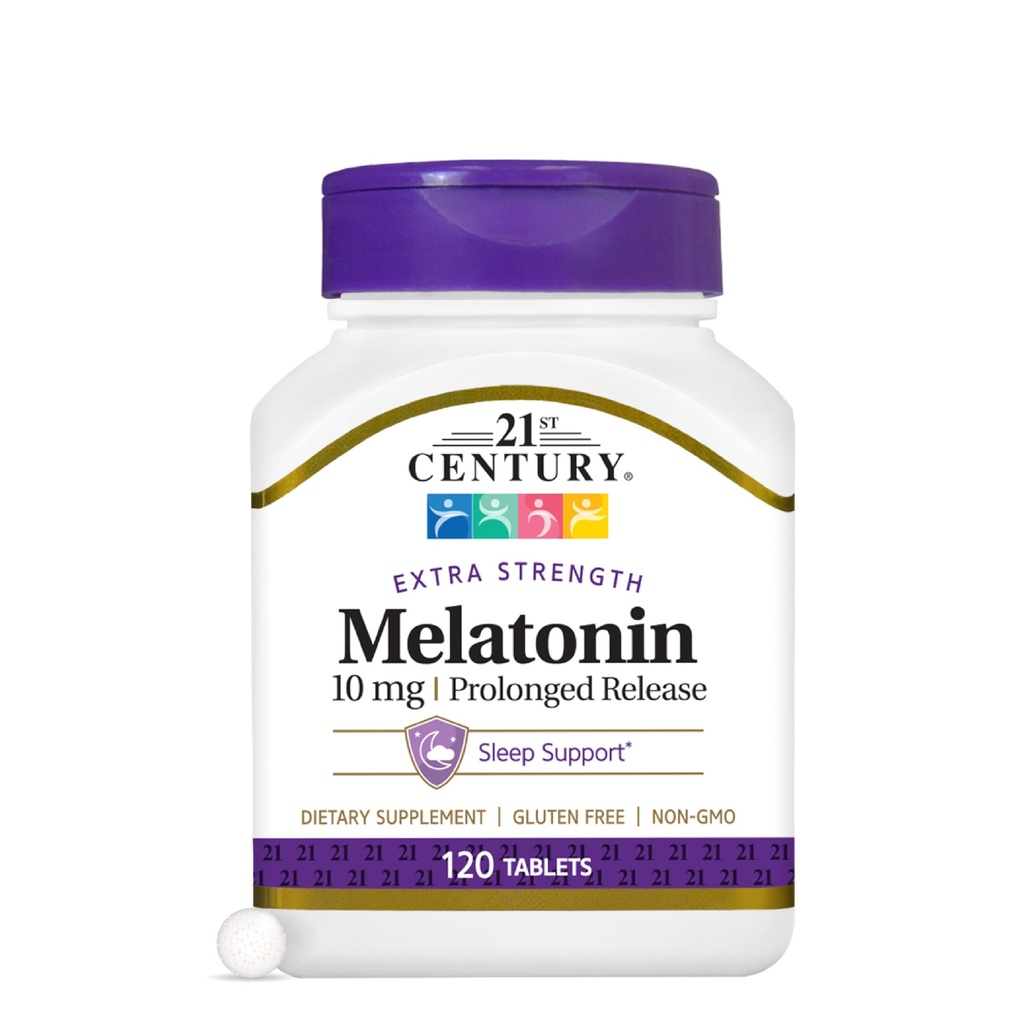 21. Yüzyıl Melatonin 10 mg Ekstra Güçlü Tabletler, (120 Kont), Prolonged Release Sleep Aid for Yetişkinler, Tavsiyeler ve Dinlenmek Uyku, Güvenli Olmayan Uykular, Gluten-Free, Non-GMOMO