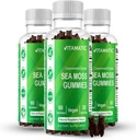 Vitamatic 3 Pack Irish Sea Moss Gummies- 3000mg Equivalent Per Service ( 132.5 mg) - 60 Ct - Bladderwrack & Burdock Root - Seamoss Supplement for Yourroid, Energy, Immune Support
