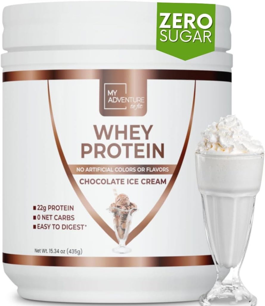 My Adventure to Fit Whey Isolate protein Toz - Kadınlar için Low Carb Protein Toz - Kas Büyümesi için Stevia Whey Isolate proteini - Protein Toz (Chocolate Ice Cream, 15 Hizmet)