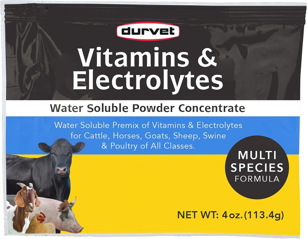 Durvet Vitaminleri ve Elektrolytes Conc, 4 oz (113.4g)