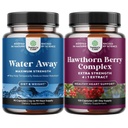 Water Away Akışkanları Dandelion Leaf Extract & Green Tea for Bloating Relief and High Strength Hawthorn Berry Capsules with Leaf & Flower Extract 4:1 for Health Heart & Digestion