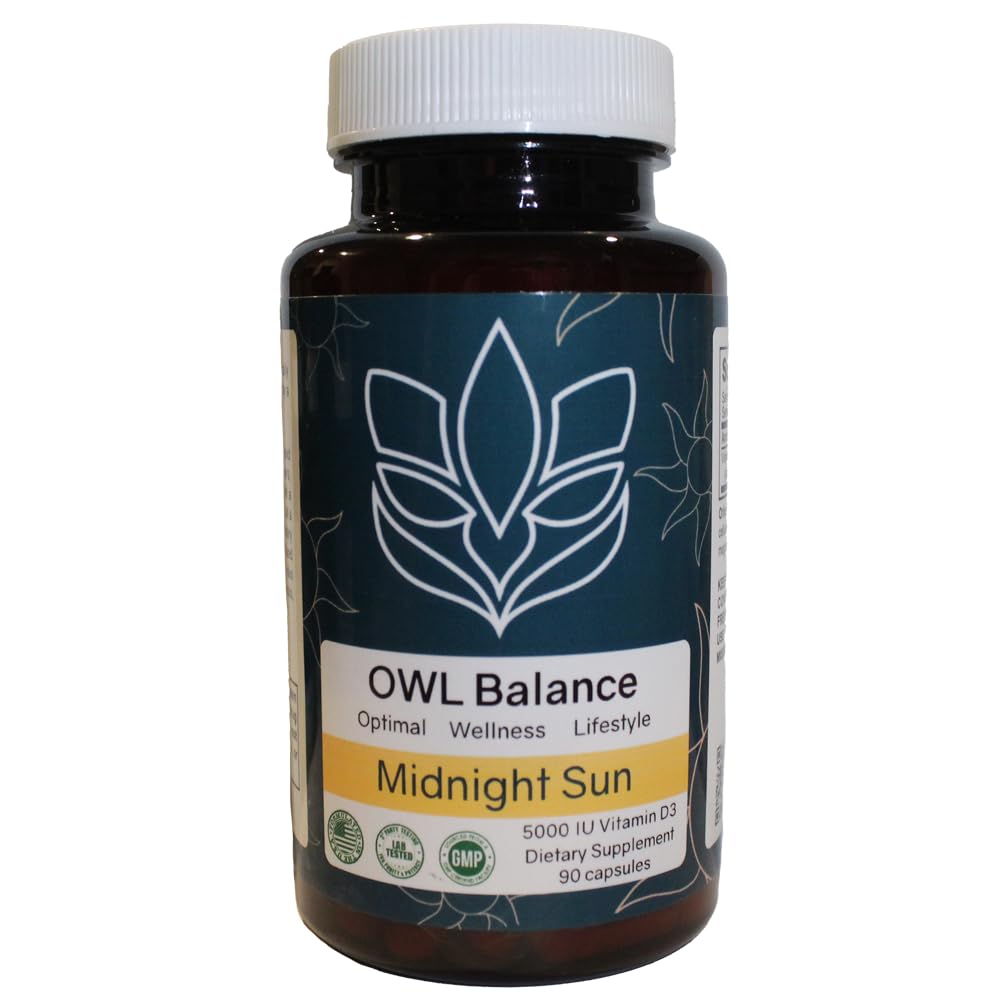 Midnight Sun D3, Genel Sağlık ve Well-Being'i desteklemek için tasarlanmış Premium Vitamin D3 Supplement.