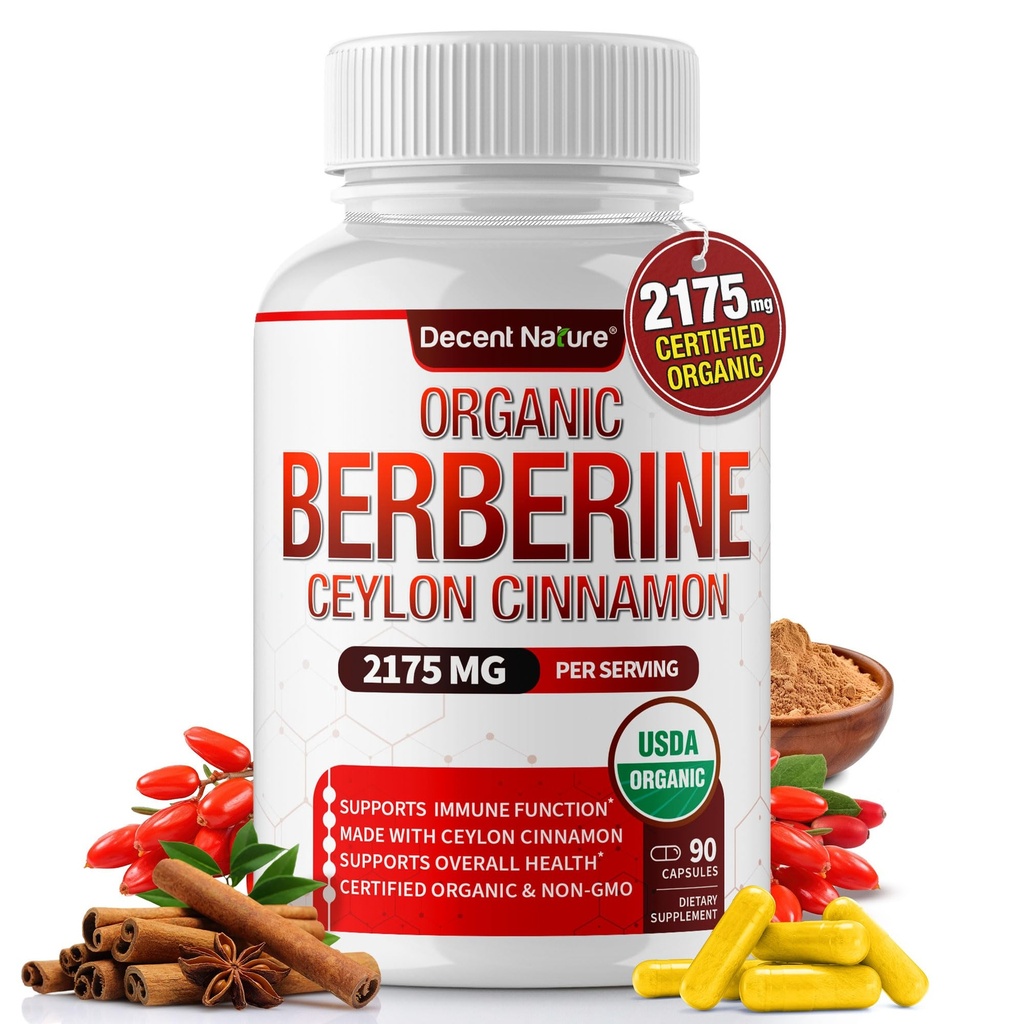 Ceylon Cinnamon 2175 mg ile Organik Berberine - Premium berberine takviyesi yüksek saflık ABD Doları Organik, bağışıklık sistemi, Berberine Plus Kompleksi, Erkekler için Non-GMO Vegan
