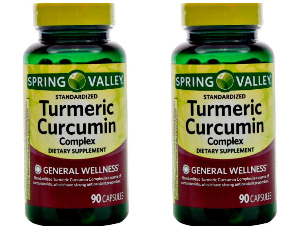 Spring Valley Standerdized Kompleks Turmeric Curcumin Diyetsel Supplement Capsules, 500 mg, 90 sayı, 2 pk