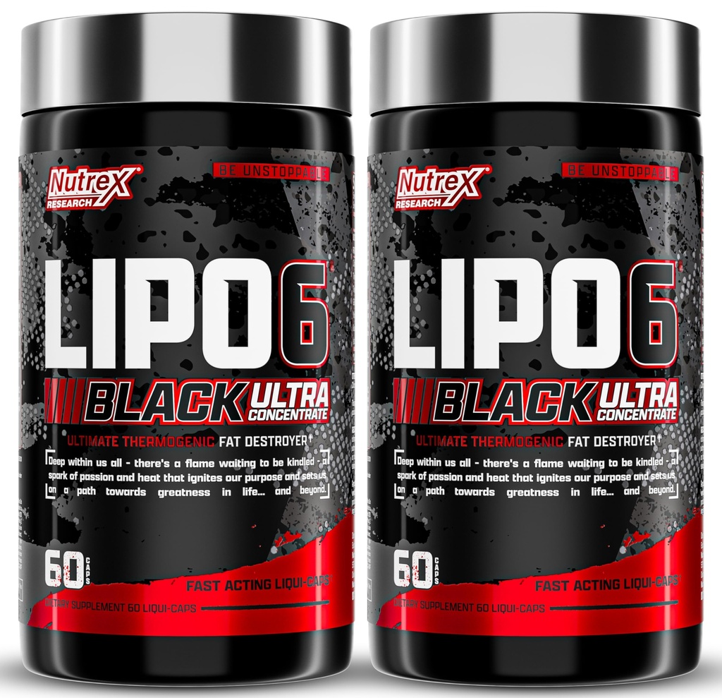 Nutrex Research Lipo-6 Black Ultra Tempanic Fat Burner Supplement, Kilo Kaybı, Enerji & Intense Focus 120 Diyet Pills