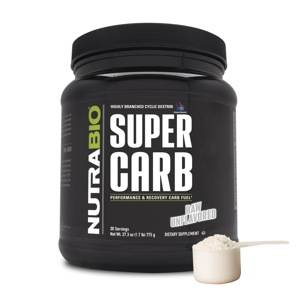 NutraBio Super Carb, Carbohidrat Toz Kombine Dextrin & Electrolytes, Advanced Carb Supplement Toz for Workout Yakıt, Performans ve Kas Kurtarma, Cyclic Dextrin, Unflavored, 30 Sv