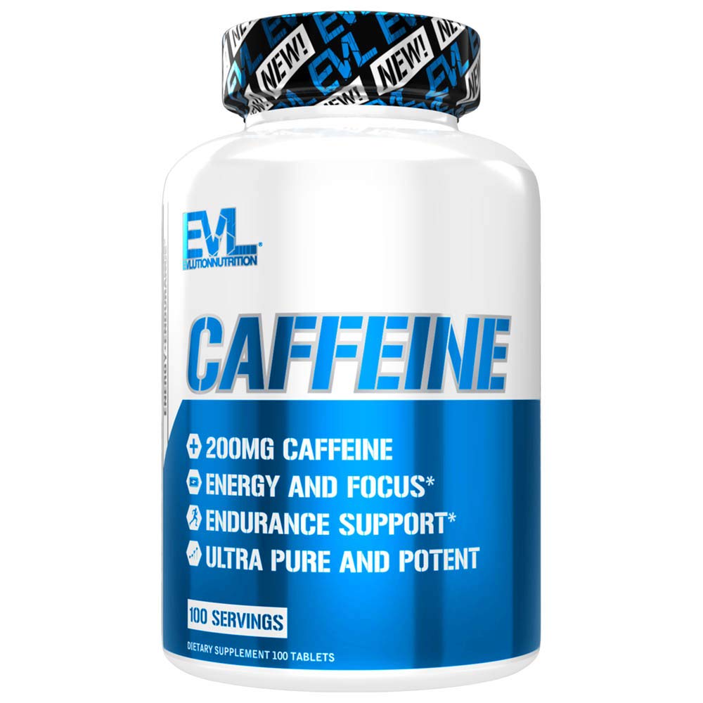 Evlution Beslenme Caffeine - Enerji, Focus, & Endurance Support - Ultra Pure & Potent - Maxising Work, Education & More - Diyetary Supplement - 100 Hizmet -100 Tabletler