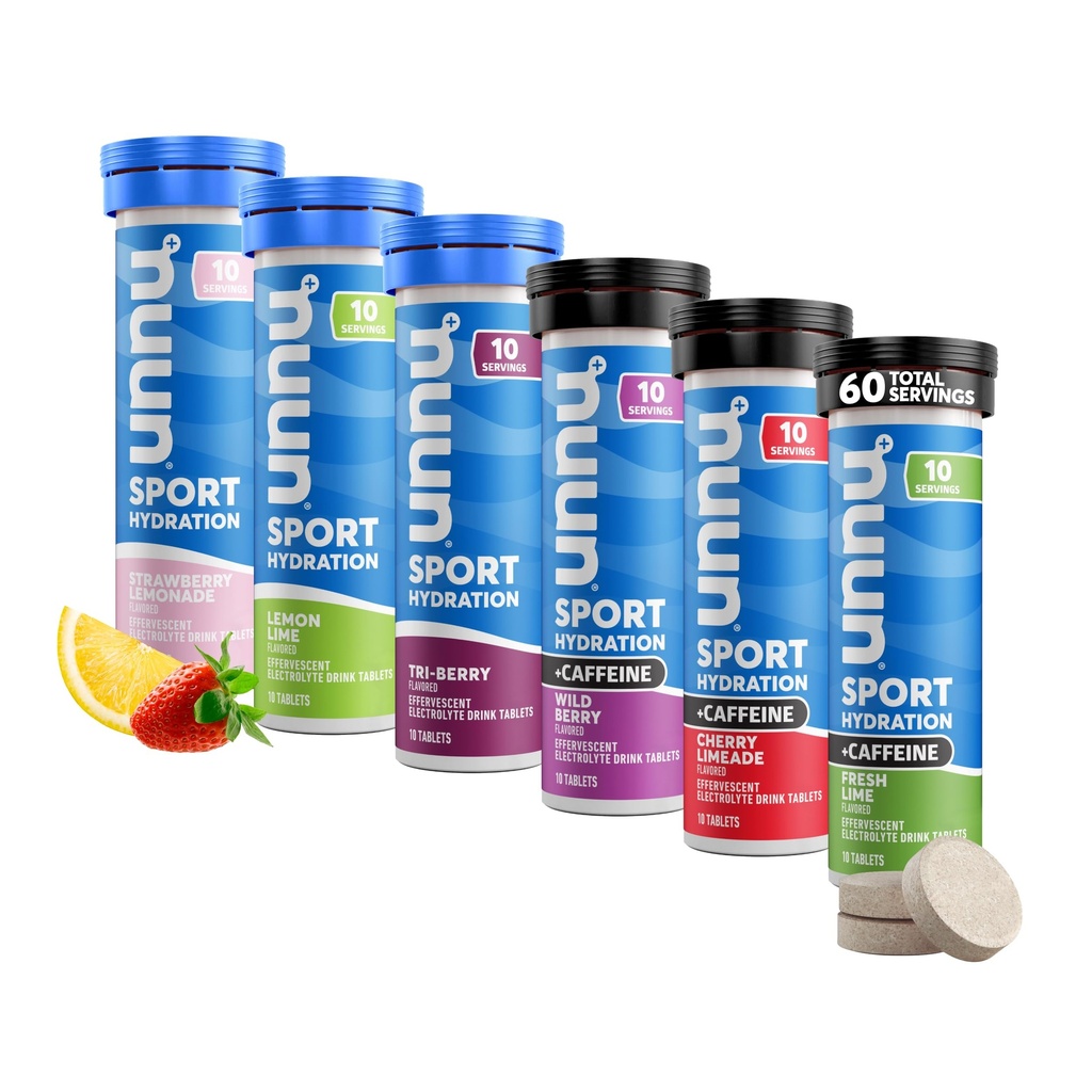 Nuun Sport + Caffeine Electrolyte Tabletler - Su, Çeşitli Paket | 5 Essential Electrolytes for Hydration | 1g Sugar Drink Mix | Vegan, Non-GMO | 6 Pack (60 Toplam Hizmetler)