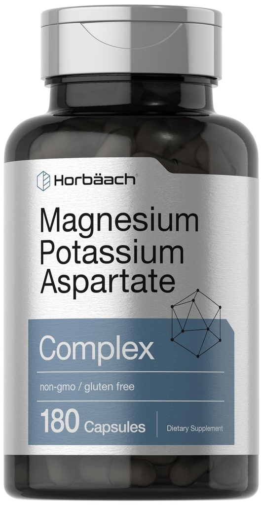 Horbäach Magnezyum P Properties Aspartate Kompleksi | 180 Capsules | Non-GMO ve Gluten Ücretsiz Formula