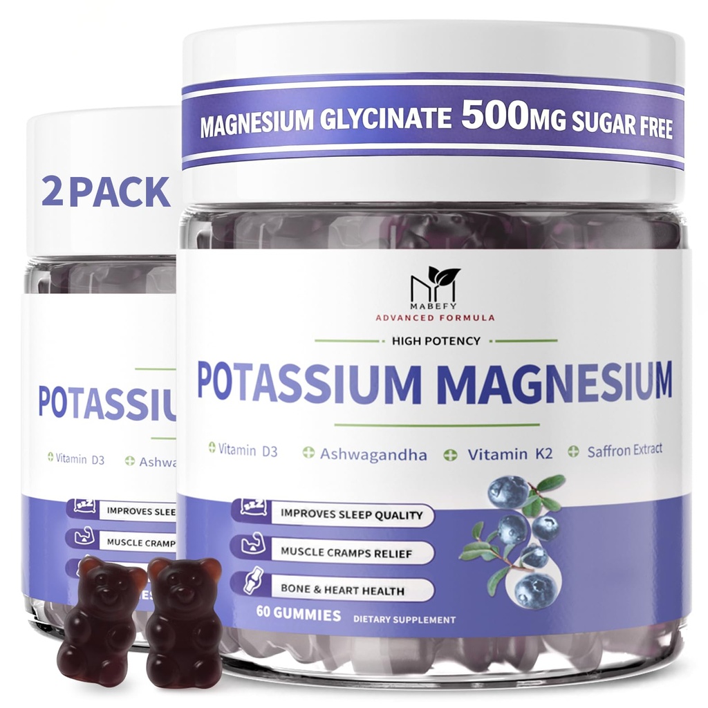 2 Pack Pyum Magnezyum Gummies, Sugar-Free P Properties Gummies with Magnezyum Glycinate 500 mg Chewable Magnezyum P Properties Supplements withuba, çinko, Leg Cramps & Muscle için Vitamin