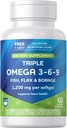Rite Aid Triple Omega 3, 6, 9 Softgels - 60 Kont Balık Yağı Sağlıklı Bir Kalp, DHA ve EPA, Flaxseed ve Borage Oil Oil