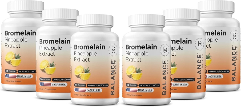 Balancebreens Bromelain 500 mg Capsules – 2400 GDU Pineapple Tür Ortak Destek, Doğal Swelling Desteği ve Sağlıklı Digestion - ABD'de Yapılan 180 Organik Capsules