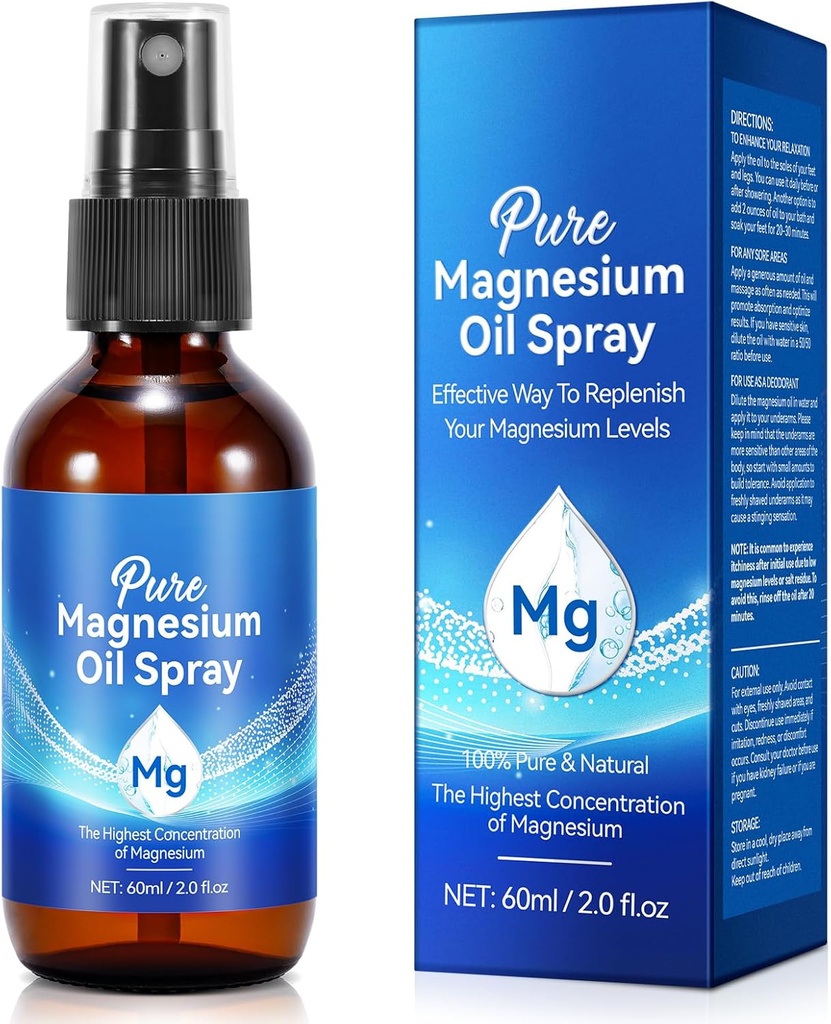 Saf Magnezyum Yağı,% 100 Doğal yapıştırıcı, 60 ml Organik Topical Magnezyum
