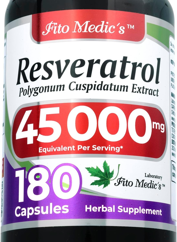 FITO MEDIC'S Lab | Resveratrol | Resveratrol Supplements | Resveratrol Capsules 450 mg 100:1 per 3Capsule Service | 180 Caps