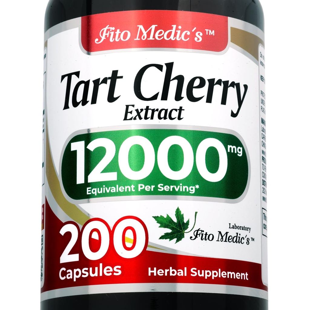 FITO MEDIC'S Lab | Tart Cherry Capsules |200 Capsules |12000 mg | Tart Cherry Ekstraksiyon | Mekanik Türleme | Ultra yüksek Aborpsiyon.