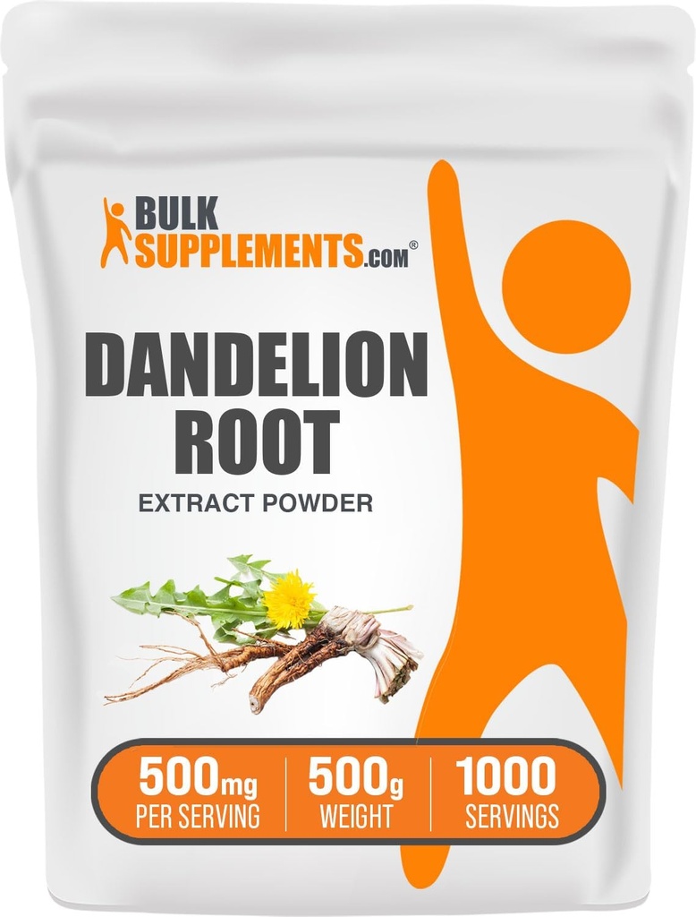 BulkSupplements.com Dandelion Root Extract Toz - Dandelion Root Supplement, Herbal Supplement - Vegan & Gluten Free, 500 mg per Service, 500g (1.1 lbs) (Paket of 1)
