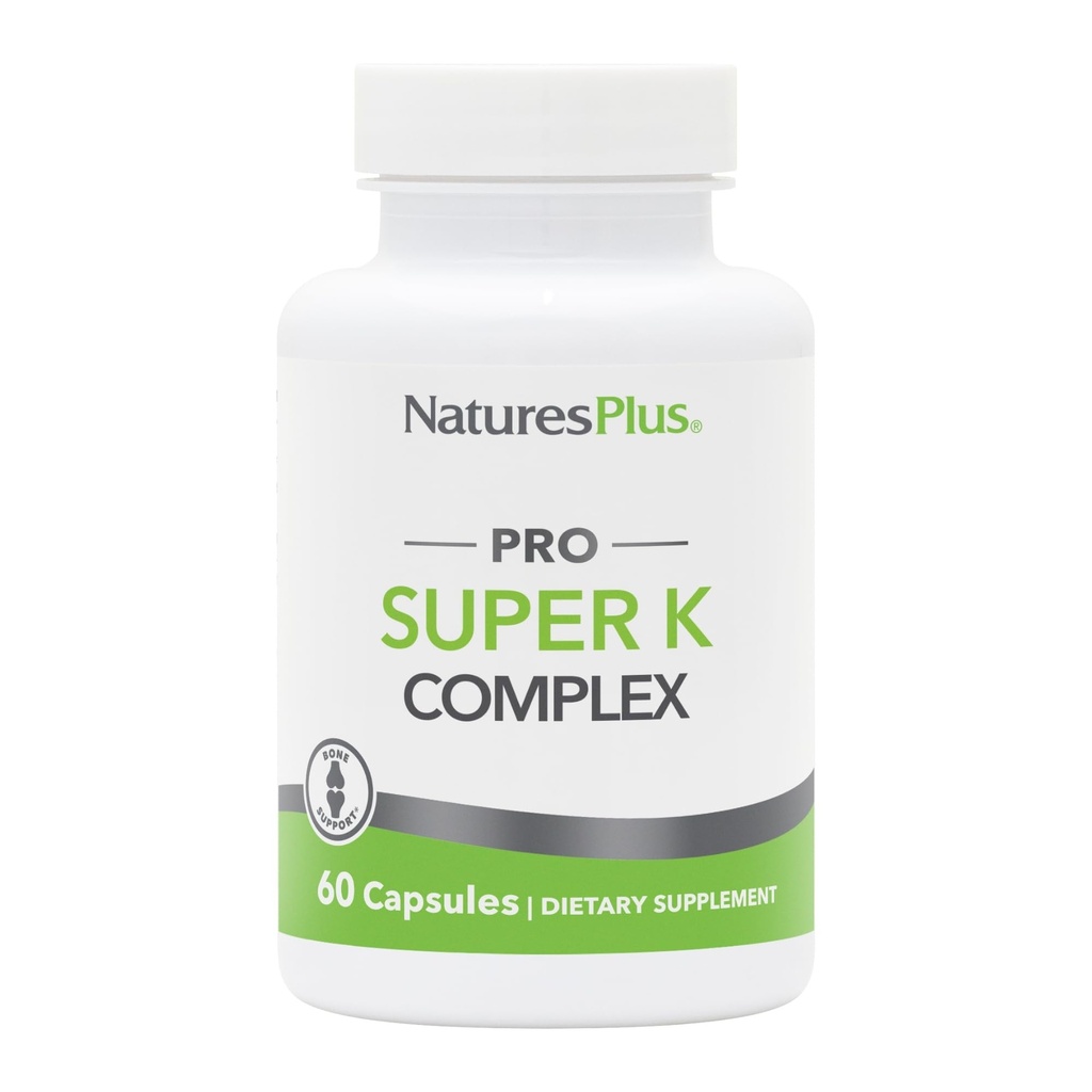 NaturesPlus PRO Super K Kompleksi - 60 Capsules - Sağlıklı Gıda Metabolism - Vitaminler K1 & K2 - Non-GMO, Vegan & Gluten Ücretsiz - 60 Hizmetler