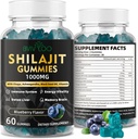 Erkekler ve Kadınlar için Shilajit Gummies - Sugar-Free Shilajit Supplement Rich in 85+ Trace Minerals & Fulvic asit, Enerji, Beyin ve Immunity Support - 60 Gummies