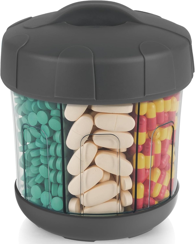Mossime Ekstra Büyük PillEnergy Soft Lid ile Organizer, Easy Open Pill Mineral Organizer, One Moon Travel Supplement Pill Box, 7 Karşılaştırmalı İlaç Pill case Container