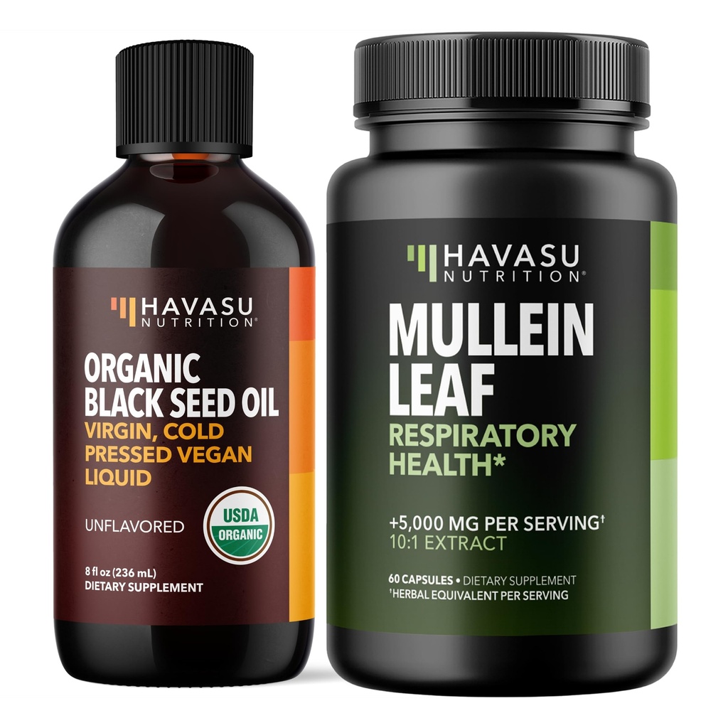 HAVASU NUTRITION Organik Siyah Tohum Yağı Sıvı + Mullein Leaf Capsules