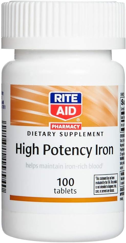 Rite Aid High Potency Iron Tabletleri - 100 Count