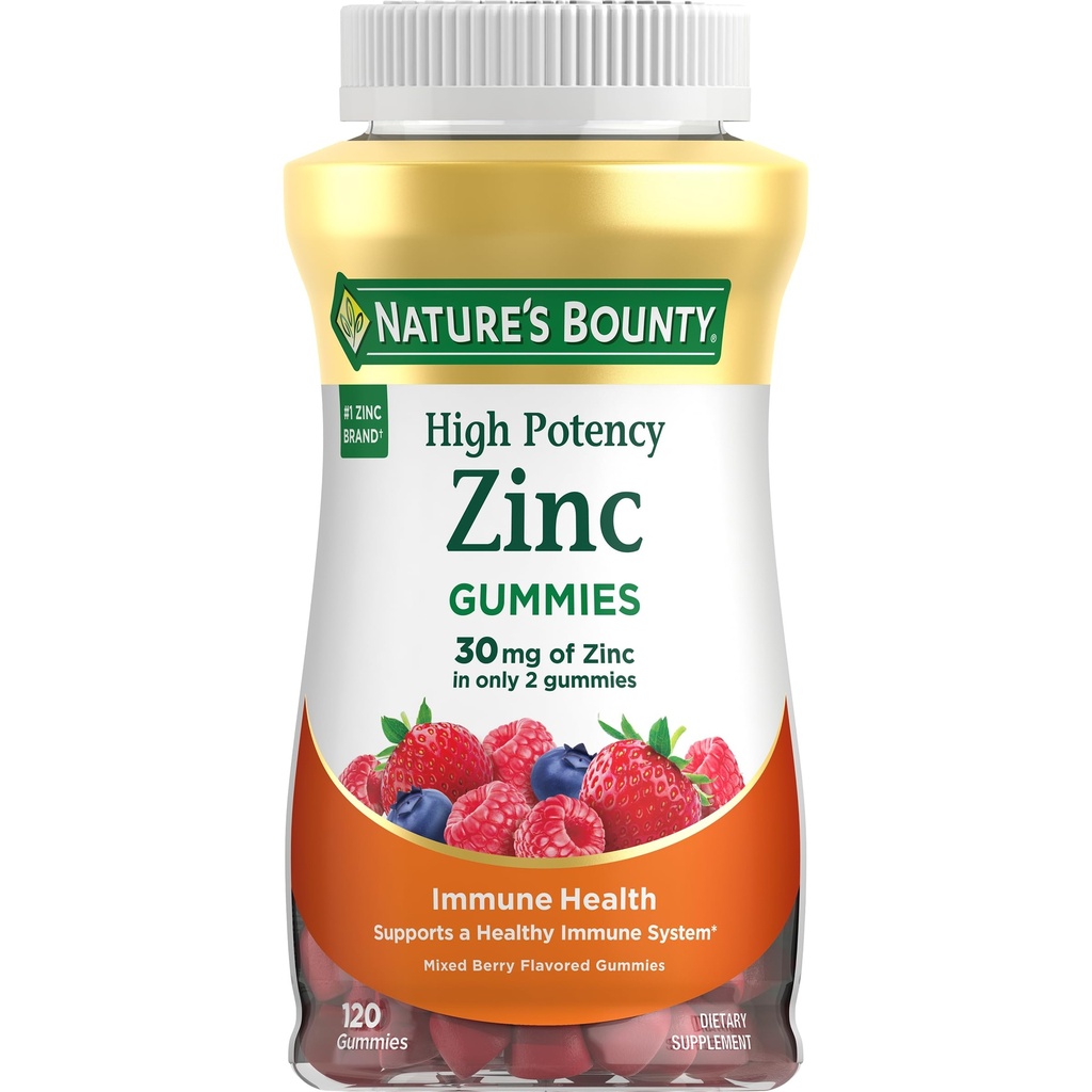 Nature's Bounty Çinko Gummies, Immune Support Gummies, Supports Skin & Antioxy Health, Karma Berry, 30 mg, 120 Count