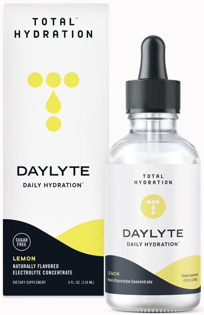 Daylyte Electrolyte Drops, Lemon, Sugar Free Daily Hydration Supplement with Magnesium, Calcium, & Zinc (29 Servings)