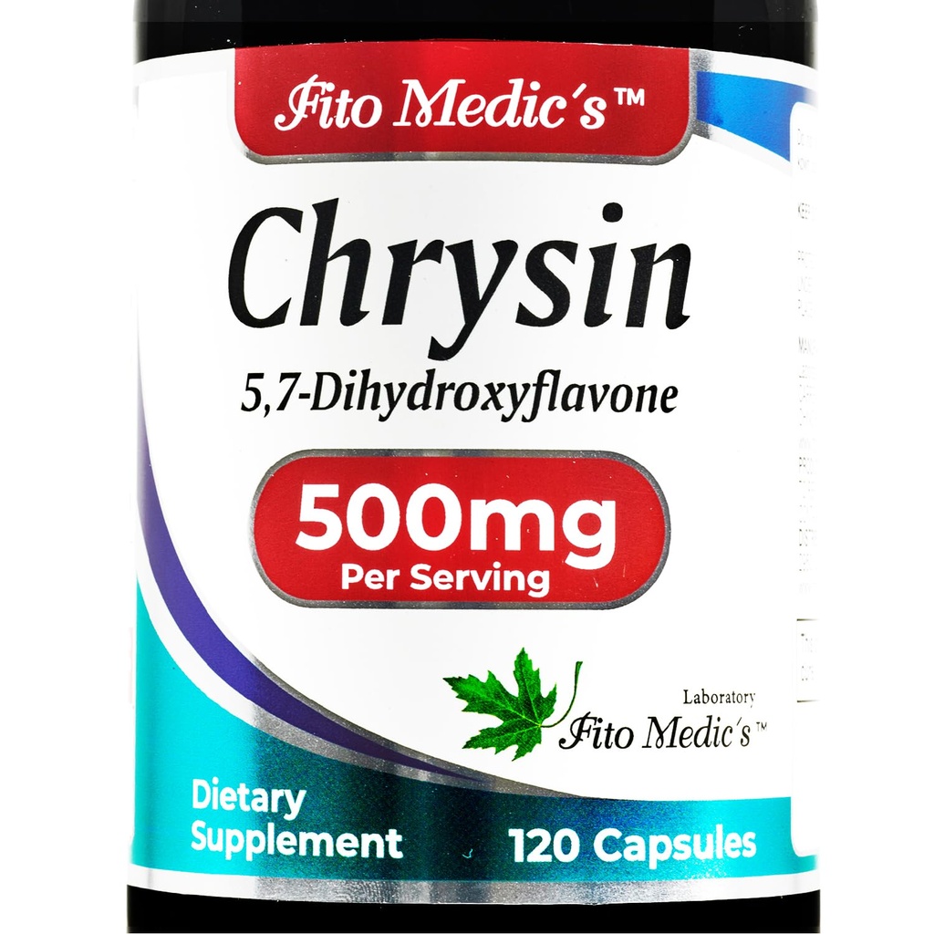 FITO MEDIC'S - Chrysin - 500 mg- ile - Tutku Çiçek - 120 Capsules, Ultra yüksek Abhidrasyonlar.