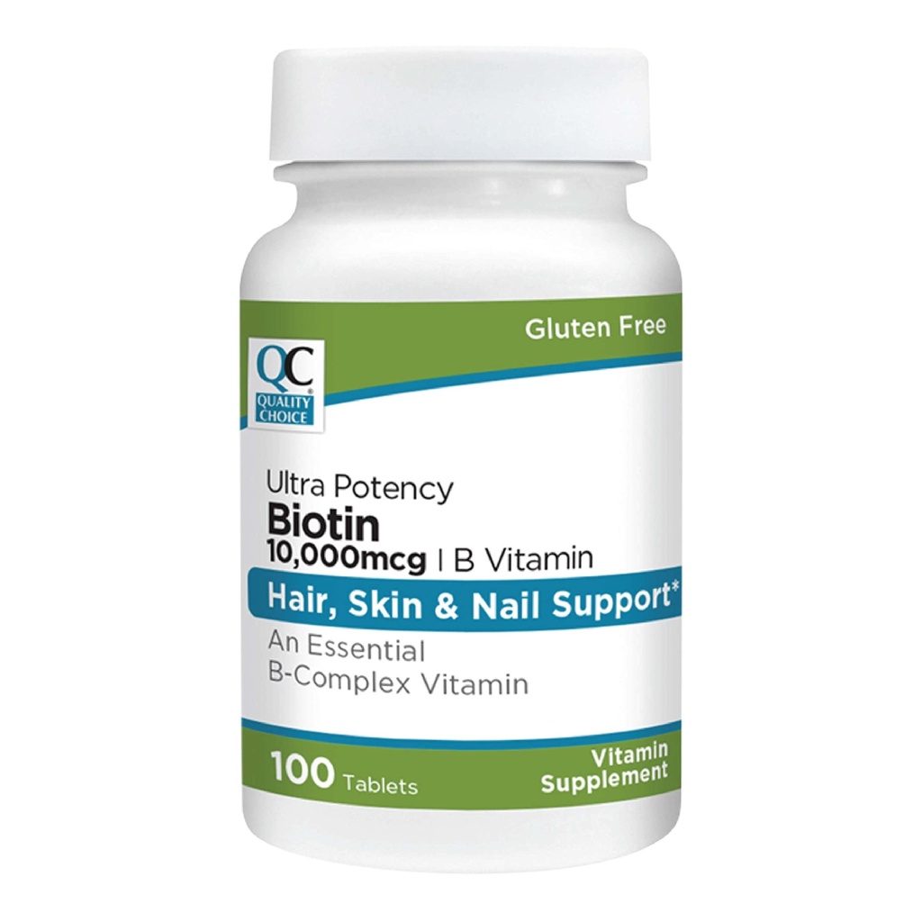 Quality Choice Biotin 10.000 mcg + B Tabletleri 100 Kont Ultra Potency Nail, Skin, & Hair Support