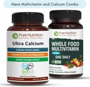 Saf Beslenme Ultraba 1000 mg ve Tüm Gıdalar Sağlıklı Kemikler, Ortaklar ve Genel Wellness için 1500 mg Çokvitaminler. Ultradis 90 Tabs + Erkekler Multivitamins 60 Tabs.