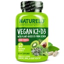 NATLO Vitamin D3 K2 - Vegan with Plantive D3 from Lichen - Natural Supplement for Immune System, Bone Support, Heart Health - Whole Food - Non-GMO - Gluten Free, 60 Capsules