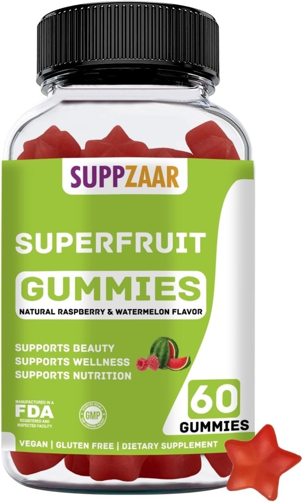 Vegan Superfur Gummys. Superfur Gummies w/Vitamin A C E Organic Silica. Collagen Formation, Beauty & Glow için süper meyve. Plant-Based, Non-GMO, Gluten-Free, Gelatin-Free. 60 CT