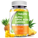 Alfa Lipoic Acid Gummies 1000Mg with Biotin, High Abxia Chewable ALA Supplement for Antioksi, Brain Health and Nerve Support, Pineapple Flavor, Sugar Free, 60 Chews