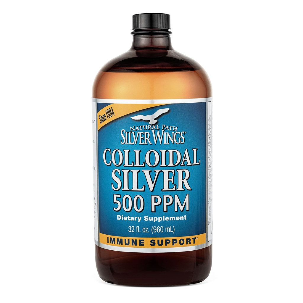 Doğal Pat Silver Wings Colloidal Silver 500ppm (2.500) Immune Support Supplement 32 fl. oz.