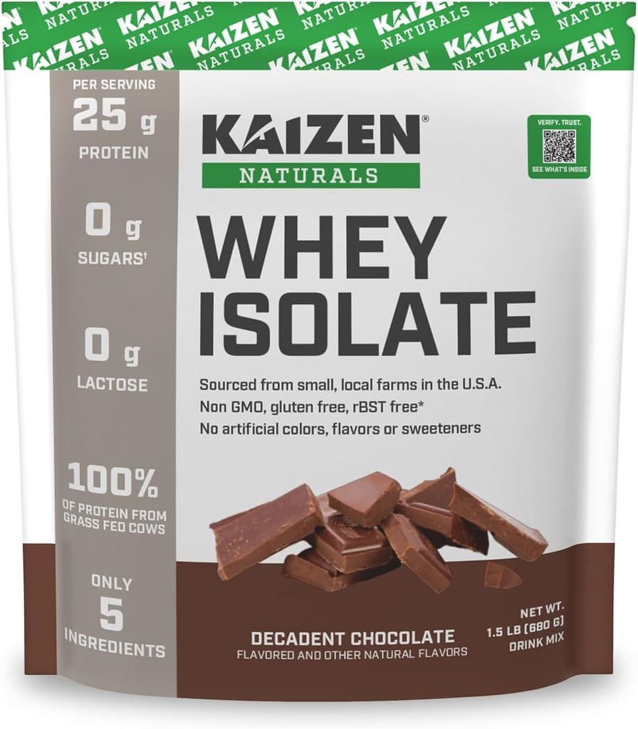 Whey Isolate | Chocolate | 25g protein | Grass besleniyor | Yapay Malzemeler | Sadece 5 Malzemeler | Hızlı Aborpsiyon | Test Sonuçları | 0g Lactose | Gluten Free | Non GMO | 1.5lb | 22 servis