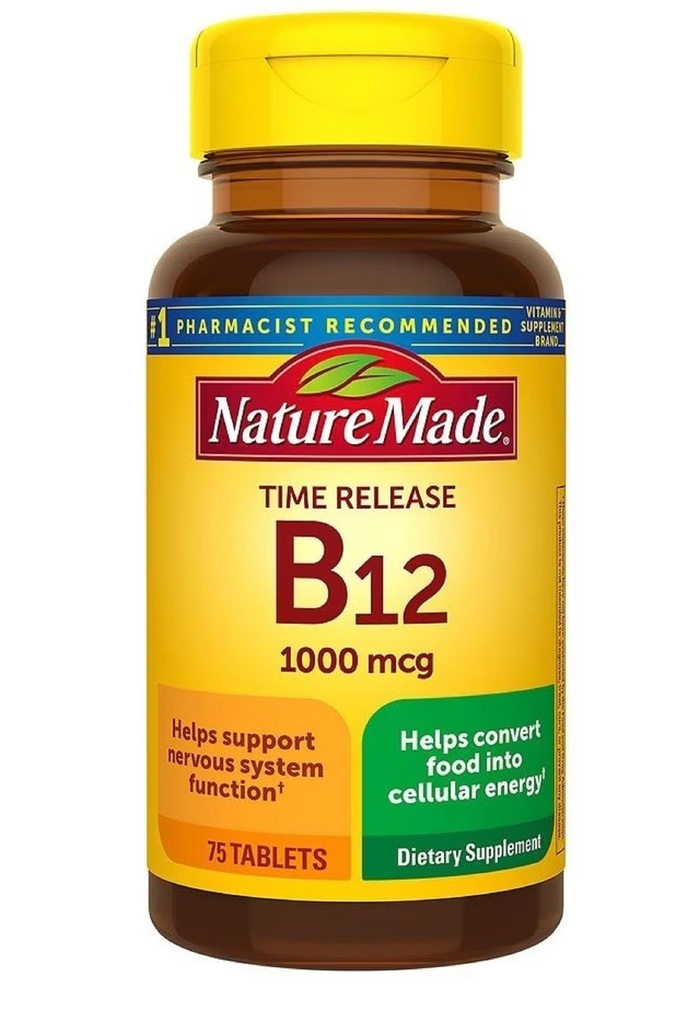 Doğa B12 1000 mcg, Enerji Metabolism Desteği için Diyetsel Tamam, Zaman Yayını, 75 Tabletler.