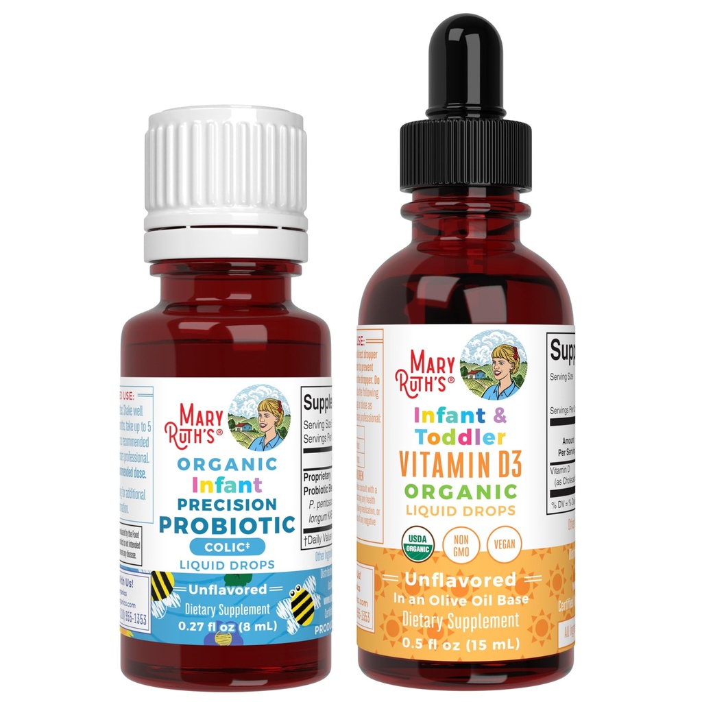 MaryRuth Organics Infant Precision Probiyotiks Colic & Vitamin D3 Drops | USDA Organik, Temiz Etiket Projesi Doğrulanmış® | Immune Support & Genel Wellness | Vegan, Non-GMO, Gluten Free