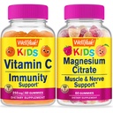 Evet C Çocuklar + Magnezyum Citrate Kids, Gummies Sche - Great Tasting, Vitamin Supplement, Gluten Free, GMO Free, Chewable Gummy Gummy