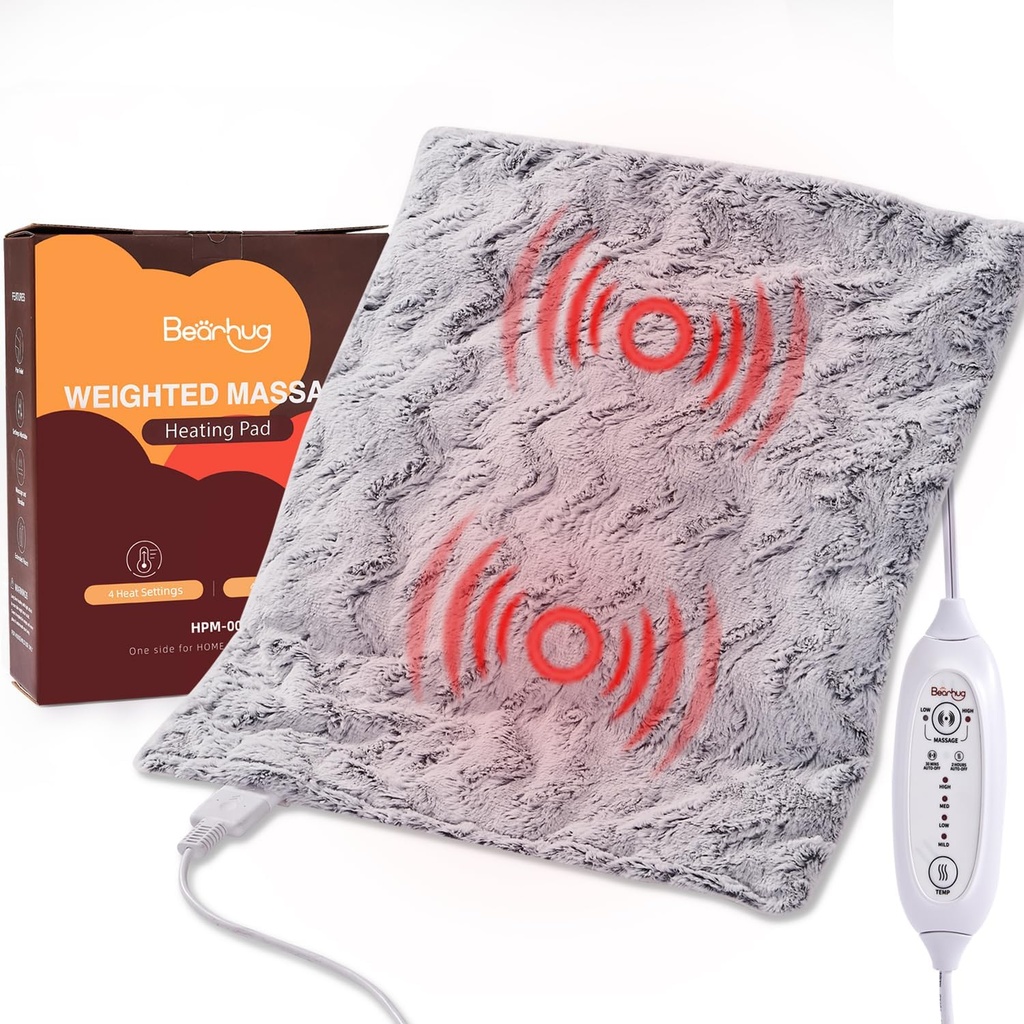 Bearhug Electric Weighted Heating Pad Warm Heated Pad Relieve Aches and Pains, Soothing Warmth for Relaxation and Pain Relief (Dreamy Milky Way, 20" x 24" with Massaging)
