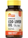 Sundance Norveç Cod Liver Oil | 100 Softgels | EPA ve DHA ile | Vitaminlerin İyi Kaynağı A & D | Non-GMO ve Gluten Free Supplement
